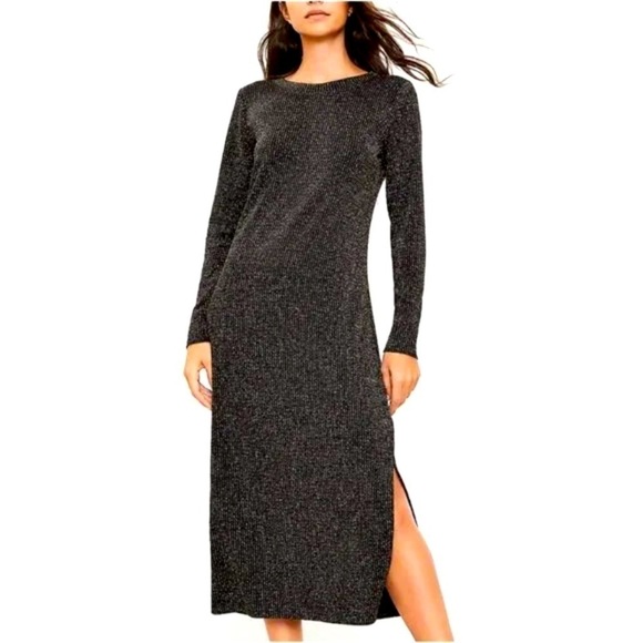 LOFT Shimmer Sweater Dress New! Multicolored glitter metallic medium black - Picture 2 of 11